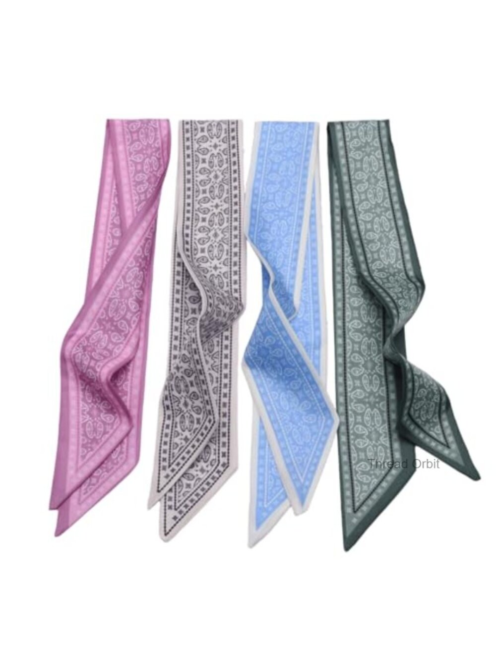 4PCS Simulated Silk Fashion Scarves Skinny Neck Head Purse Hair Accessories